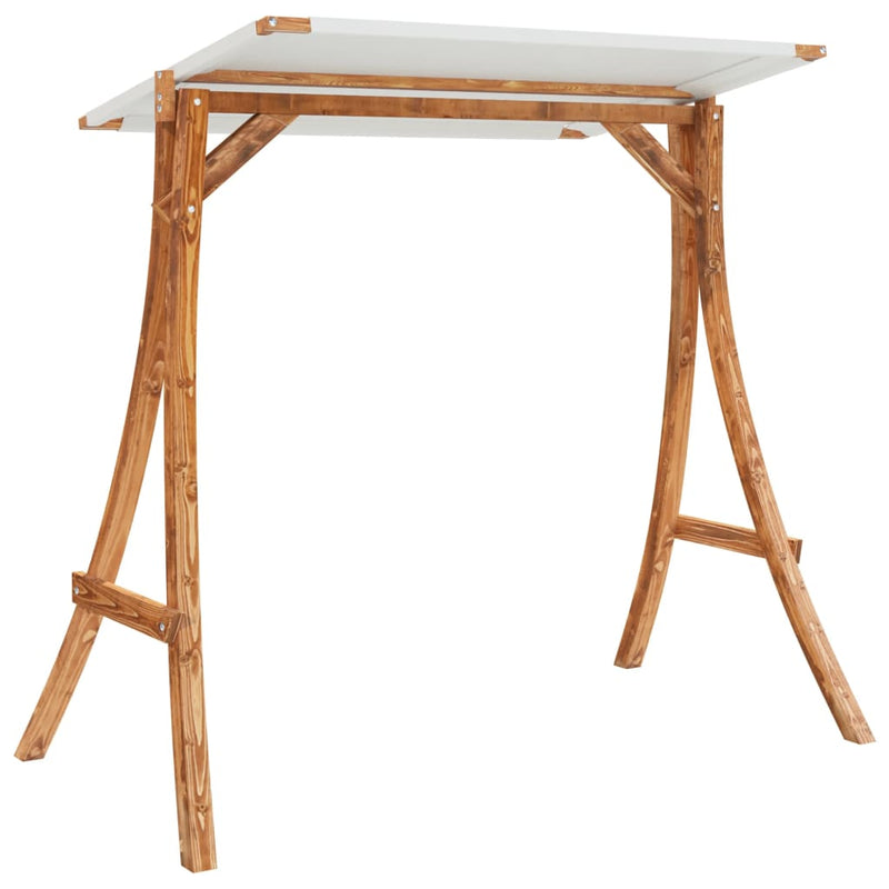 Load image into Gallery viewer, Vidaxl schommelframe met crèmekleur dak gebogen hout met teakafwerking
