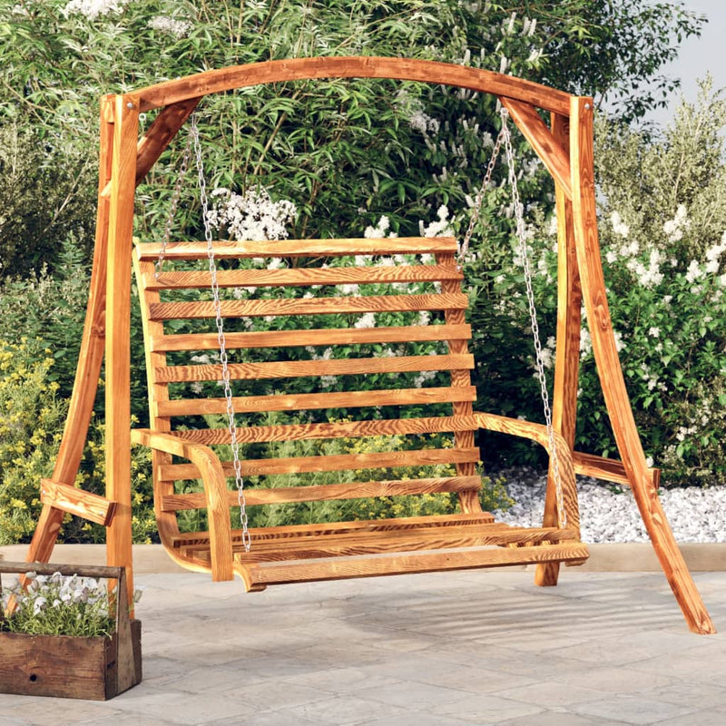 Cargue la imagen en el visor de la galería, Vidaxl schommelbank 126x63x92 cm gebogen hout met teakafwerking
