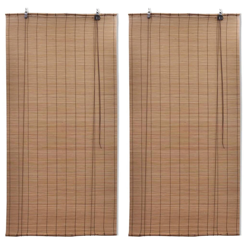 Load image into Gallery viewer, Vidaxl rolgordijnen 2 st 150x220 cm bamboe bruin
