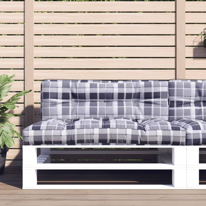 Load image into Gallery viewer, VidaXL Palletkussen 120x40x12 cm stof ruitpatroon grijs
