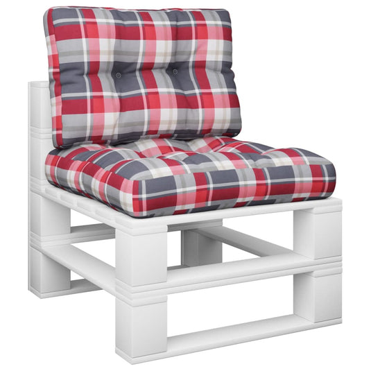 Vidaxl palletkussens 2 st ruitpatroon stof rood