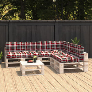 VidaXL Bankkussens pallet 7 st ruitpatroon rood