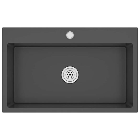 Vidaxl gootsteen handgemaakt roestvrij staal zwart