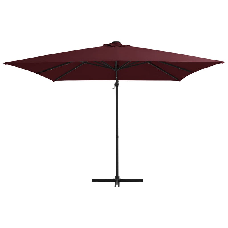 Load image into Gallery viewer, Vidaxl zweefparasol met led-verlichting 250x250 cm bordeauxrood
