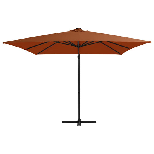 Vidaxl zweefparasol met led-verlichting 250x250 cm terracottakleurig