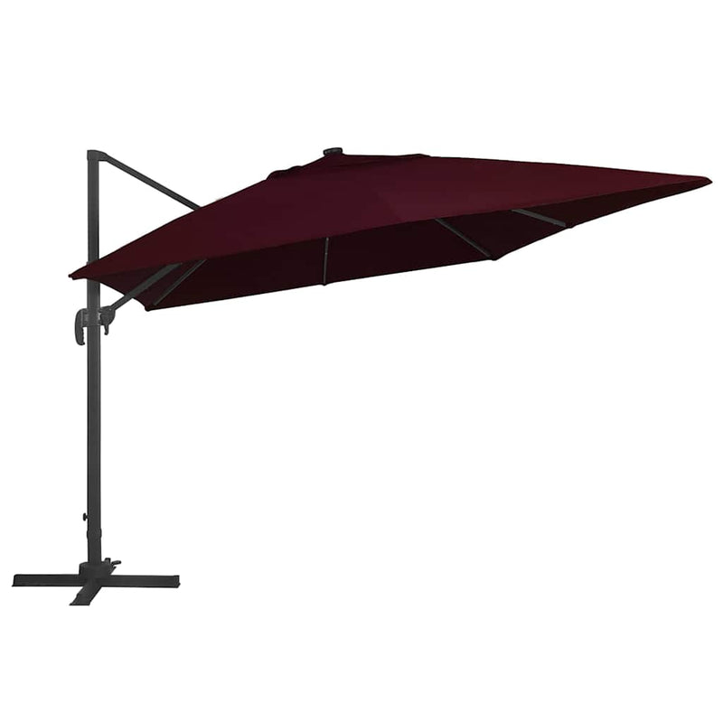ギャラリービューアに画像をロードする, Vidaxl zweefparasol met led-verlichting 400x300 cm bordeauxrood
