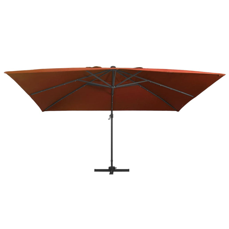Load image into Gallery viewer, Vidaxl zweefparasol met led-verlichting 400x300 cm terracottakleurig
