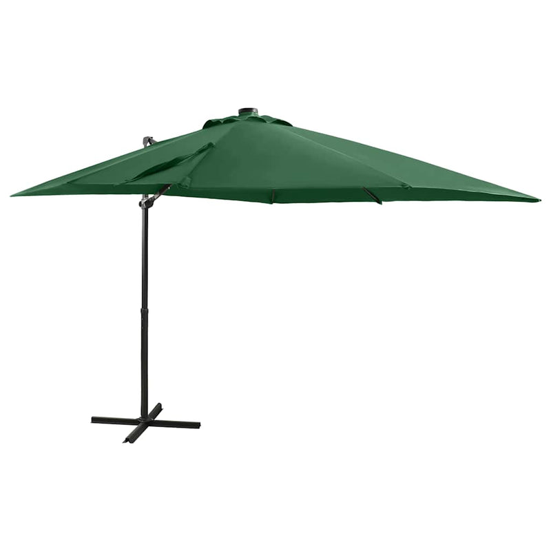 Load image into Gallery viewer, Vidaxl zweefparasol met paal en led-verlichting 250 cm groen
