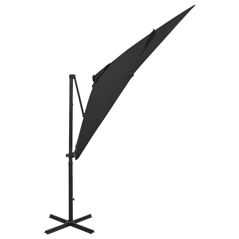 ギャラリービューアに画像をロードする, Vidaxl zweefparasol met paal en led-verlichting 250 cm zwart
