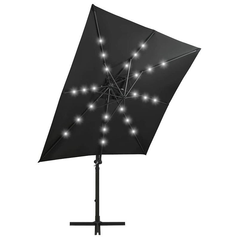 ギャラリービューアに画像をロードする, Vidaxl zweefparasol met paal en led-verlichting 250 cm zwart
