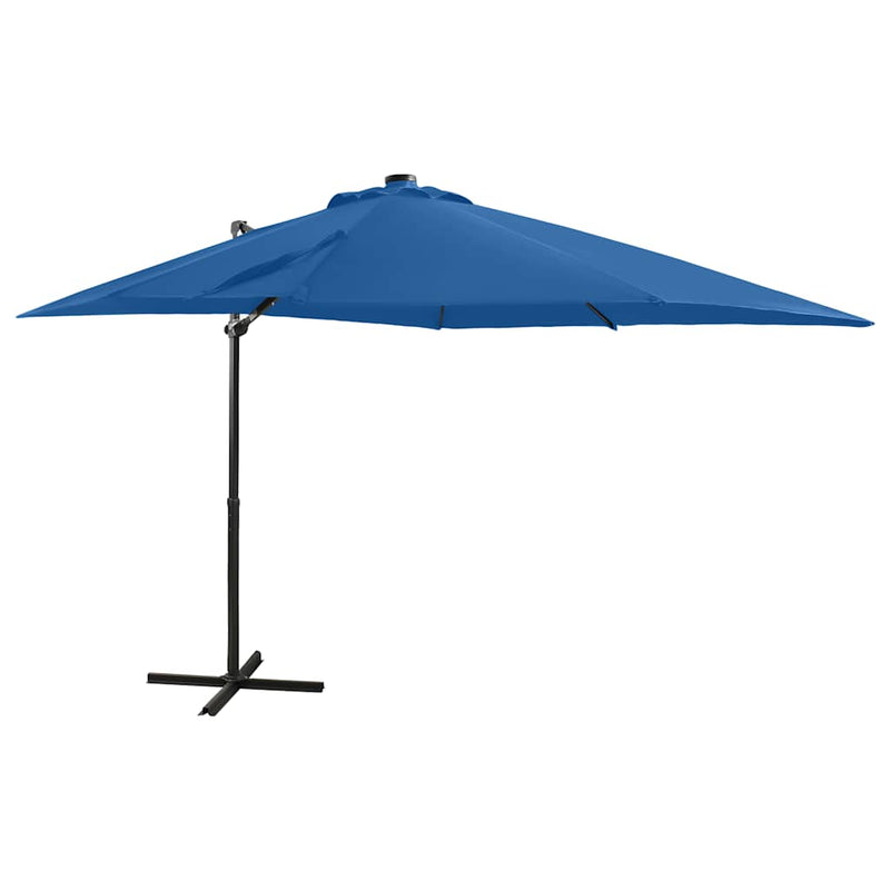 Load image into Gallery viewer, Vidaxl zweefparasol met paal en led-verlichting 250 cm azuurblauw
