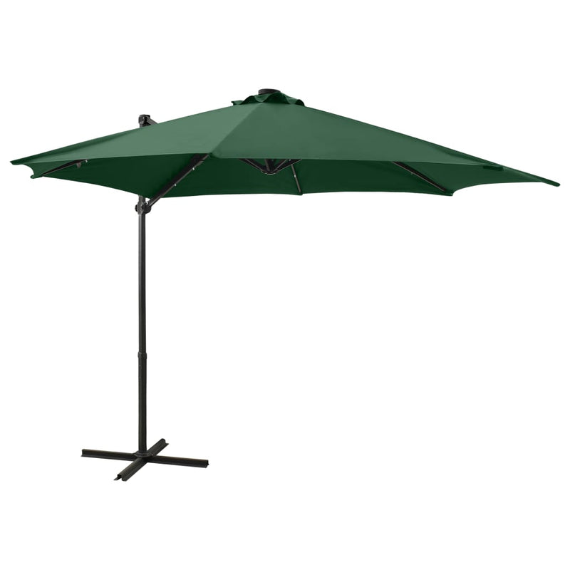 Load image into Gallery viewer, Vidaxl zweefparasol met paal en led-verlichting 300 cm groen
