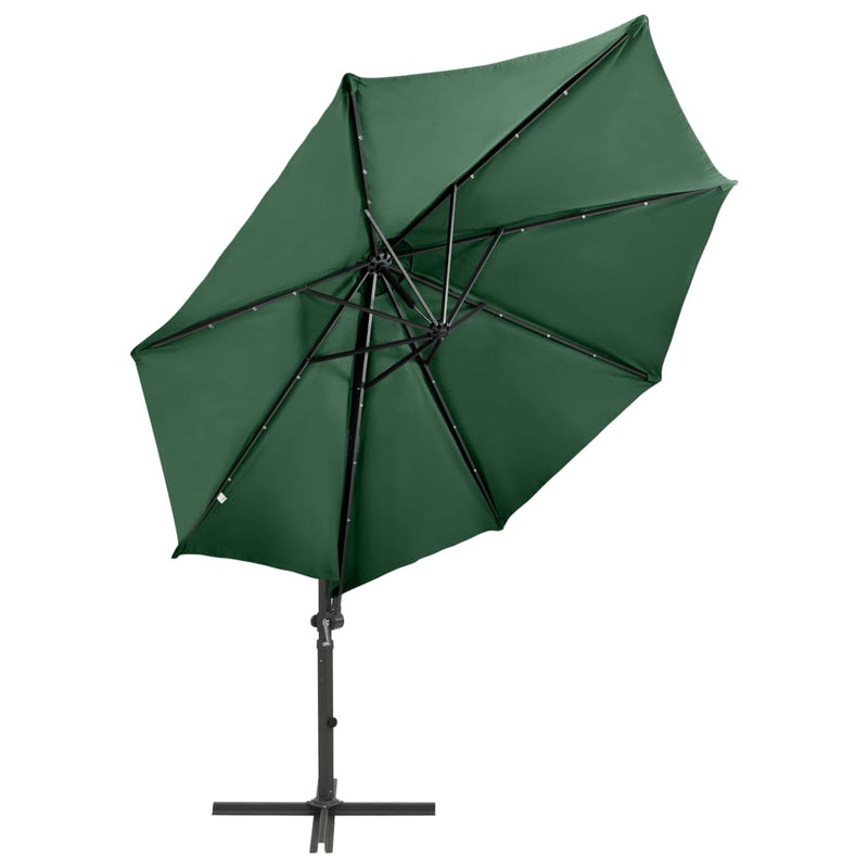 Load image into Gallery viewer, Vidaxl zweefparasol met paal en led-verlichting 300 cm groen
