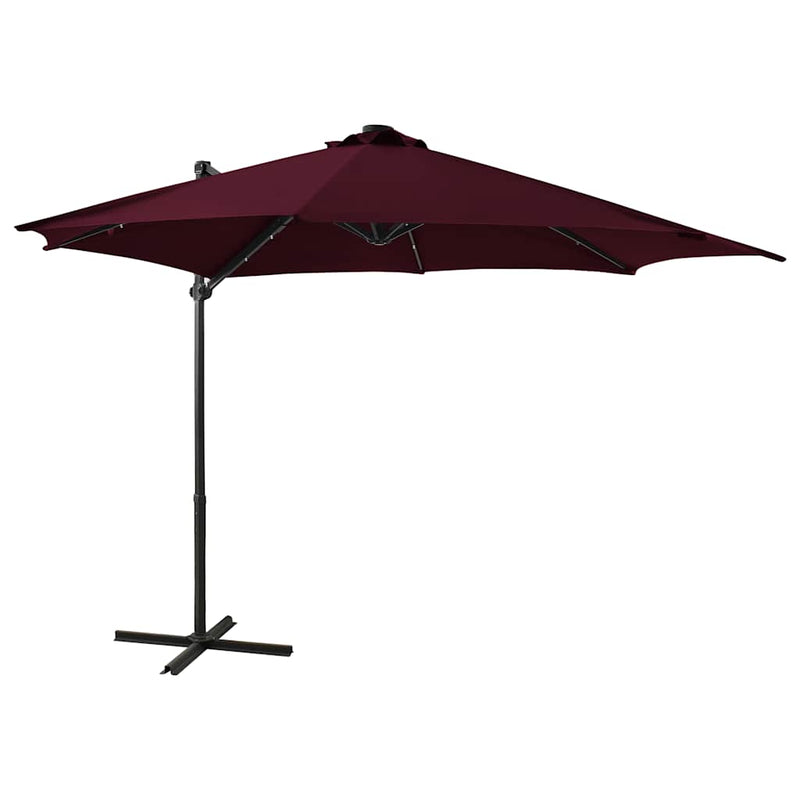 Load image into Gallery viewer, Vidaxl zweefparasol met paal en led-verlichting 300 cm bordeauxrood
