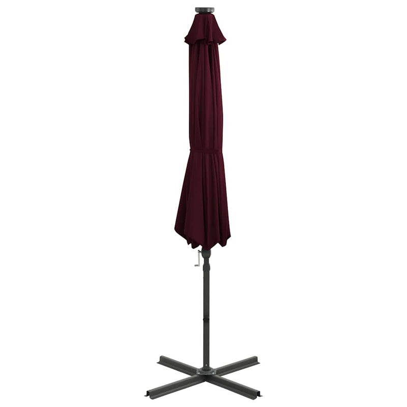 Load image into Gallery viewer, Vidaxl zweefparasol met paal en led-verlichting 300 cm bordeauxrood
