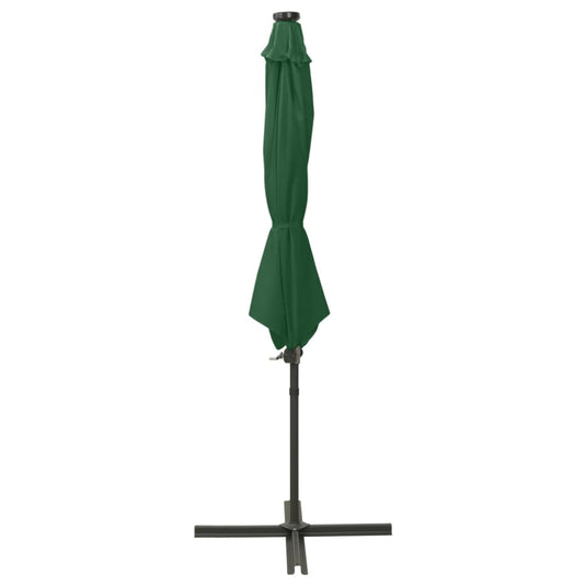 Vidaxl zweefparasol met paal en led-verlichting 300 cm groen