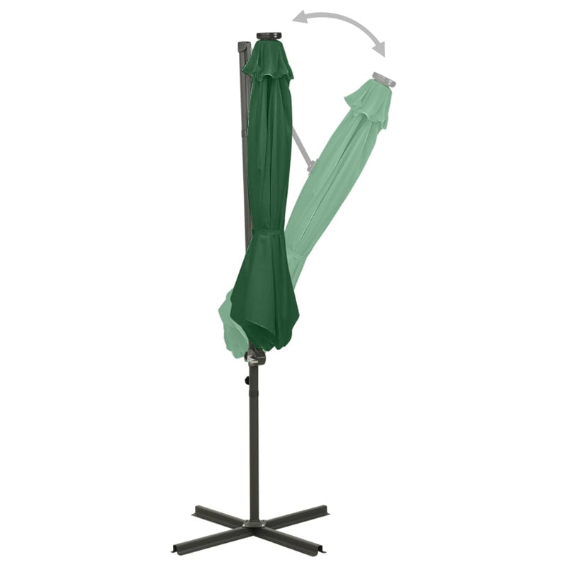 Load image into Gallery viewer, Vidaxl zweefparasol met paal en led-verlichting 300 cm groen
