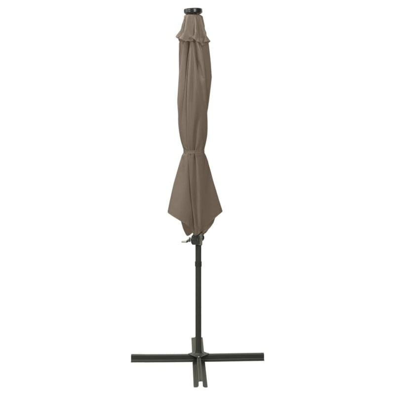 Load image into Gallery viewer, Vidaxl zweefparasol met paal en led-verlichting 300 cm taupe
