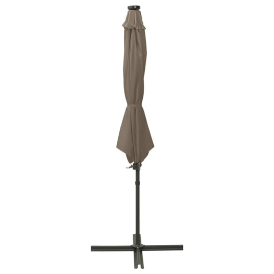 Vidaxl zweefparasol met paal en led-verlichting 300 cm taupe
