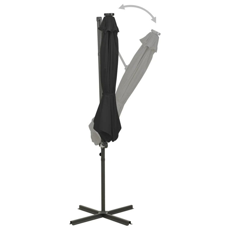 Load image into Gallery viewer, Vidaxl zweefparasol met paal en led-verlichting 300 cm zwart
