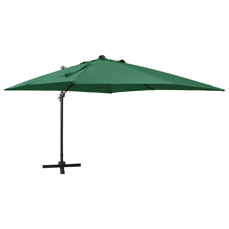 Load image into Gallery viewer, Vidaxl zweefparasol met paal en led-verlichting 300 cm groen
