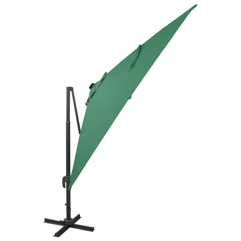 Load image into Gallery viewer, Vidaxl zweefparasol met paal en led-verlichting 300 cm groen
