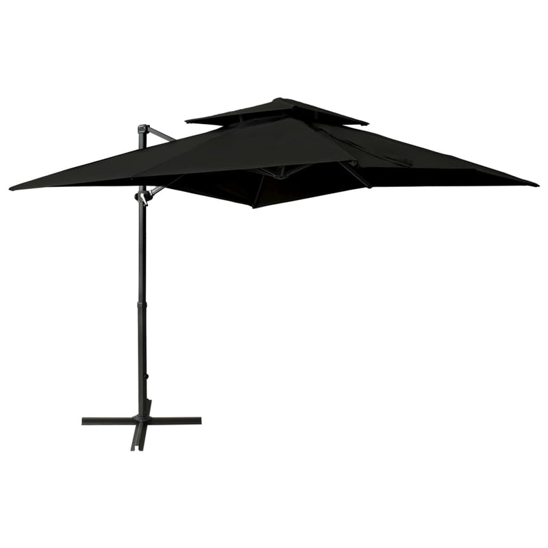 Load image into Gallery viewer, Vidaxl zweefparasol met dubbel dak 250x250 cm zwart
