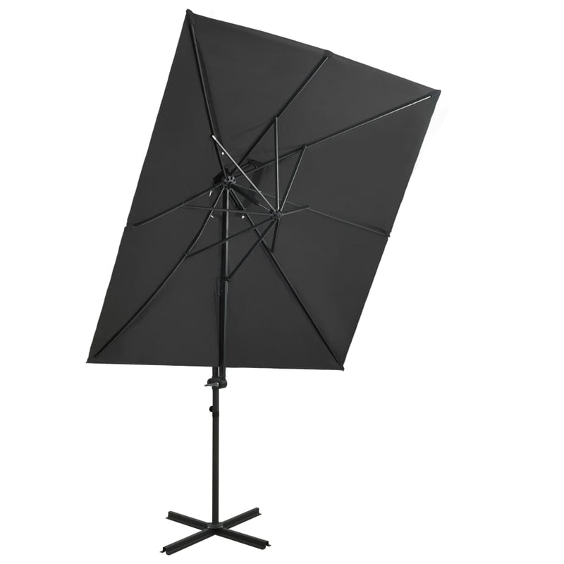 Load image into Gallery viewer, Vidaxl zweefparasol met dubbel dak 250x250 cm antracietkleurig
