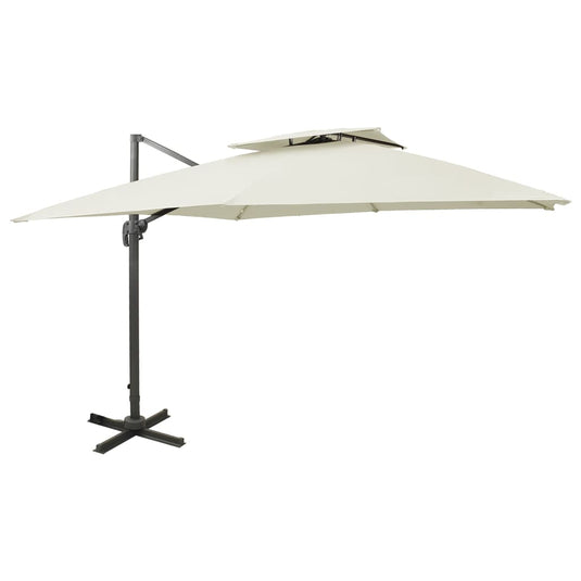 Vidaxl zwevende parasol met dubbele bovenkant 300x300 cm zandkleur