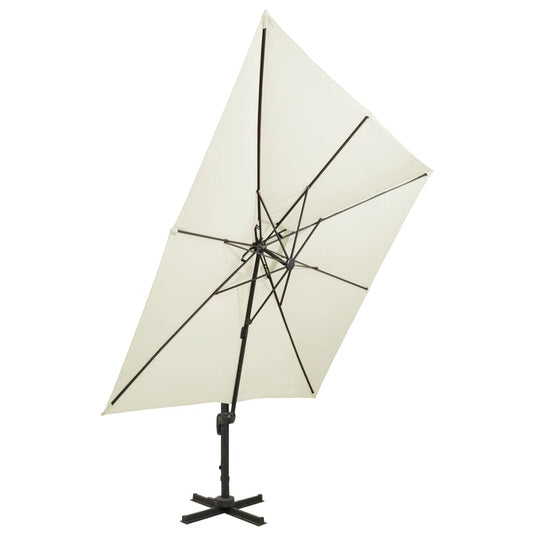 Vidaxl zwevende parasol met dubbele bovenkant 300x300 cm zandkleur