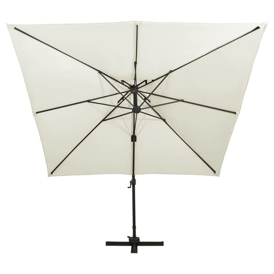 Vidaxl zwevende parasol met dubbele bovenkant 300x300 cm zandkleur