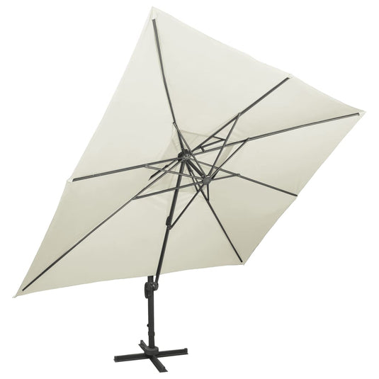 Vidaxl zwevende parasol met dubbele bovenkant zand 400x300 cm