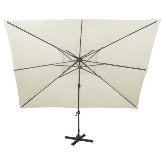 Vidaxl zwevende parasol met dubbele bovenkant zand 400x300 cm