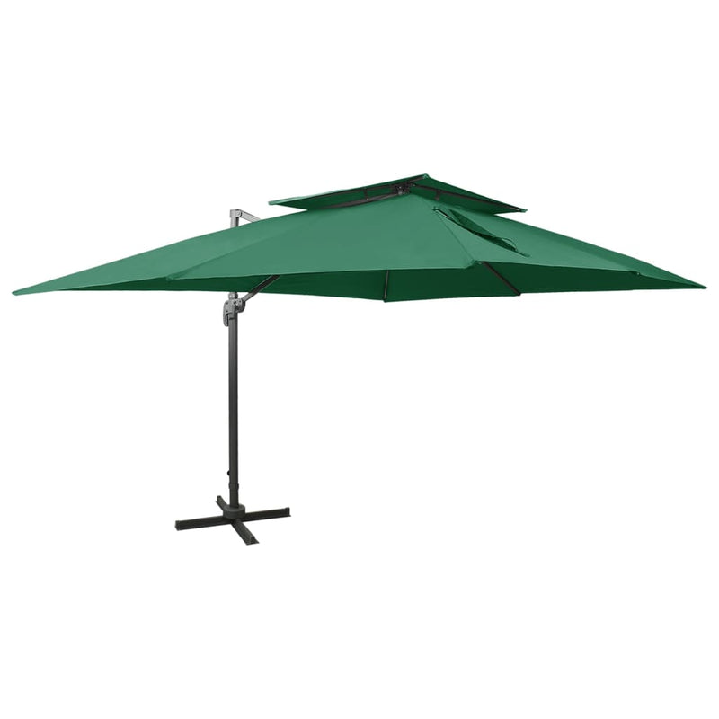 Load image into Gallery viewer, Vidaxl zweefparasol met dubbel dak 400x300 cm groen
