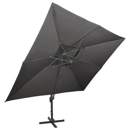 Vidaxl zwevende parasol met dubbele bovenkant antraciet 400x300 cm