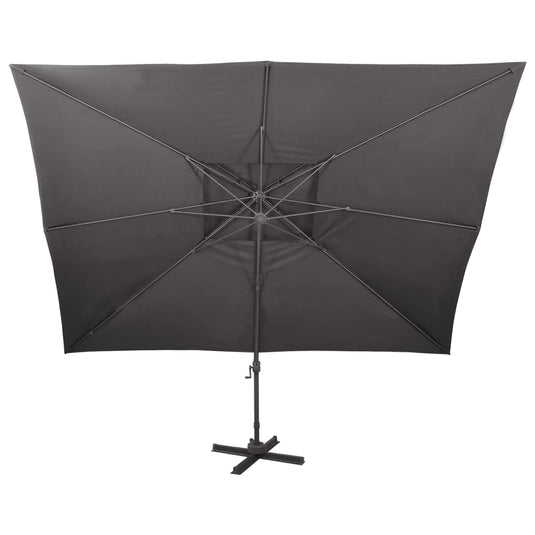 Vidaxl zwevende parasol met dubbele bovenkant antraciet 400x300 cm