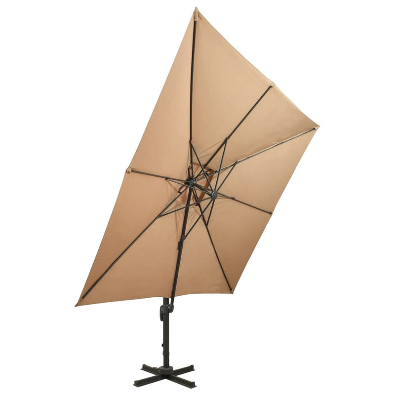 Load image into Gallery viewer, Vidaxl zweefparasol met dubbel dak 300x300 cm taupe
