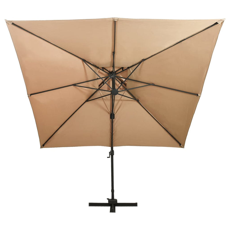 Load image into Gallery viewer, Vidaxl zweefparasol met dubbel dak 300x300 cm taupe
