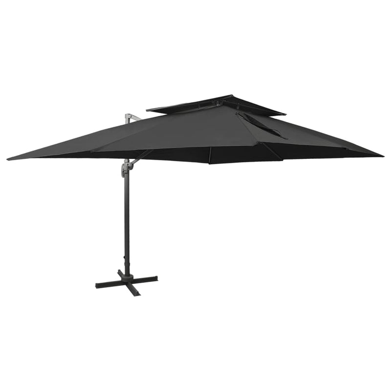 Load image into Gallery viewer, Vidaxl zwevende parasol met dubbele bovenkant zwart 400x300 cm

