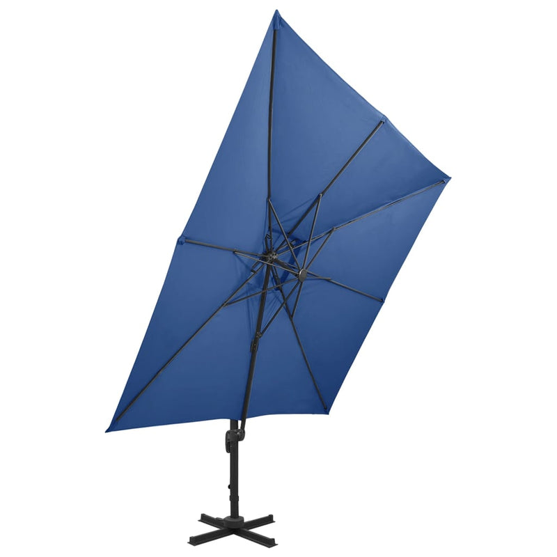 Load image into Gallery viewer, Vidaxl zweefparasol met dubbel dak 300x300 cm azuurblauw
