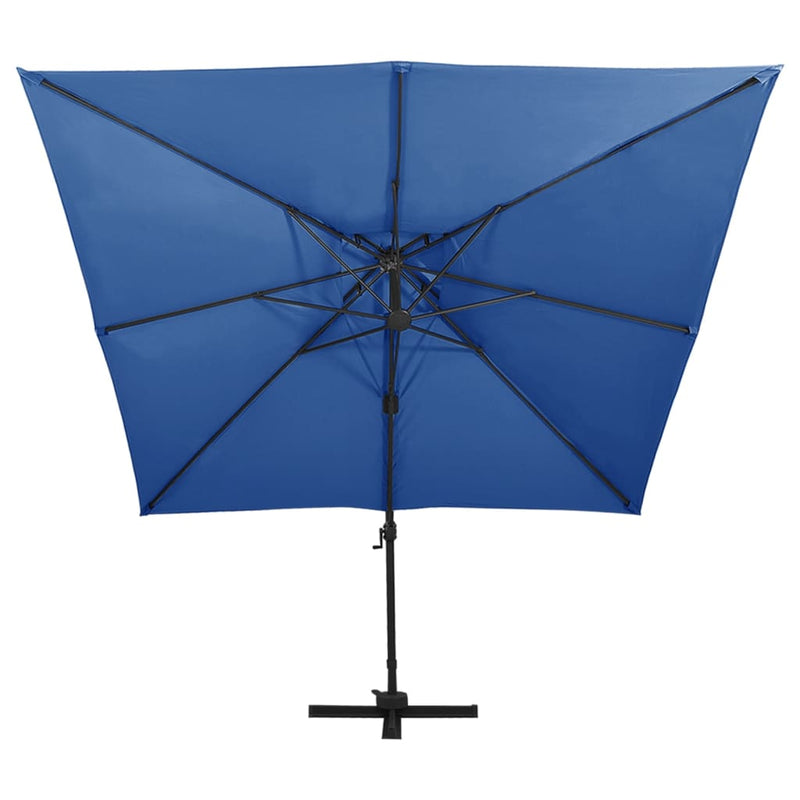 Load image into Gallery viewer, Vidaxl zweefparasol met dubbel dak 300x300 cm azuurblauw
