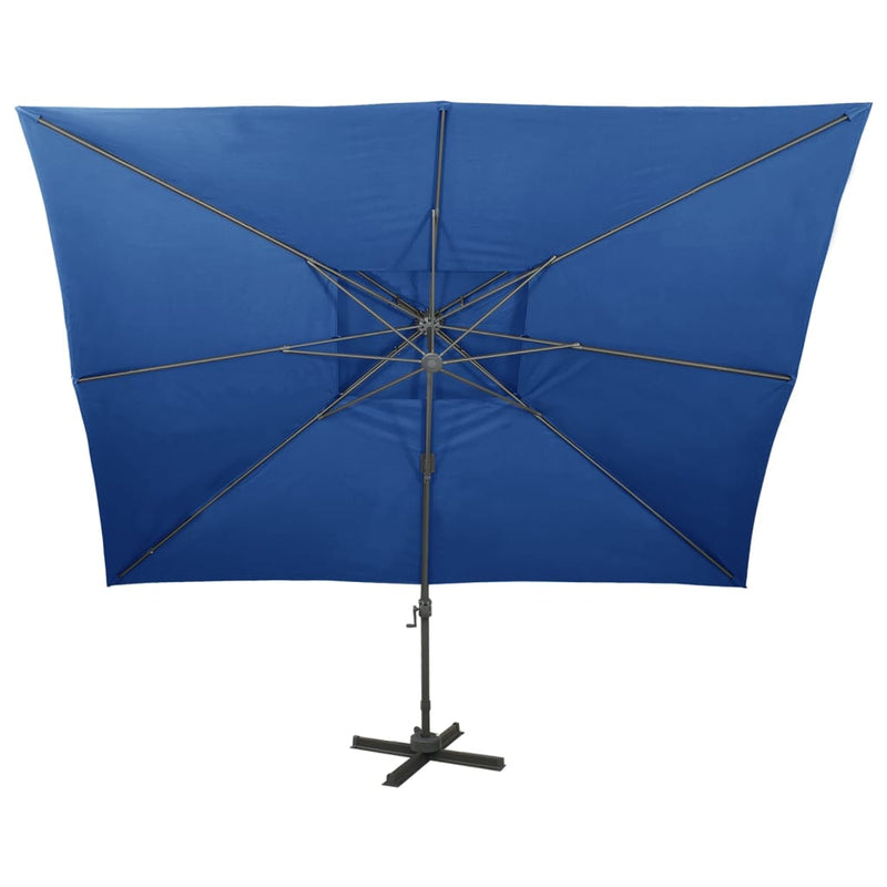 Load image into Gallery viewer, Vidaxl zweefparasol met dubbel dak 400x300 cm azuurblauw

