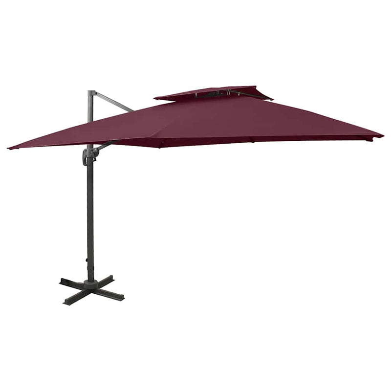 Afbeelding laden in galerijviewer, Vidaxl zweefparasol met dubbel dak 300x300 cm bordeauxrood
