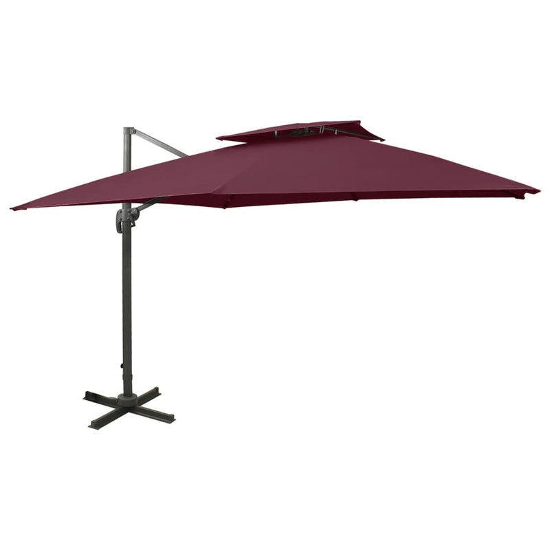 Load image into Gallery viewer, Vidaxl zweefparasol met dubbel dak 300x300 cm bordeauxrood
