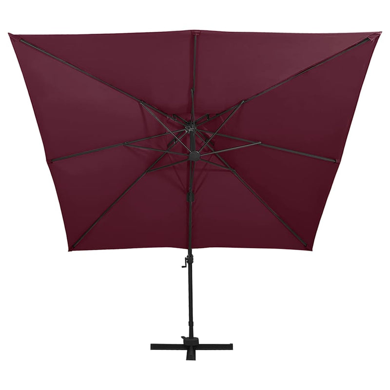 Afbeelding laden in galerijviewer, Vidaxl zweefparasol met dubbel dak 300x300 cm bordeauxrood
