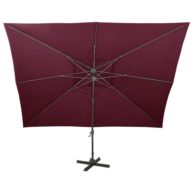 ギャラリービューアに画像をロードする, Vidaxl zwevende parasol met dubbele bovenkant bordeauxrood 400x300 cm
