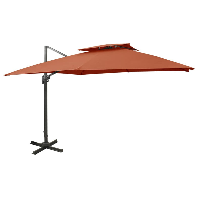 Cargue la imagen en el visor de la galería, Vidaxl zweefparasol met dubbel dak 300x300 cm terracottakleurig
