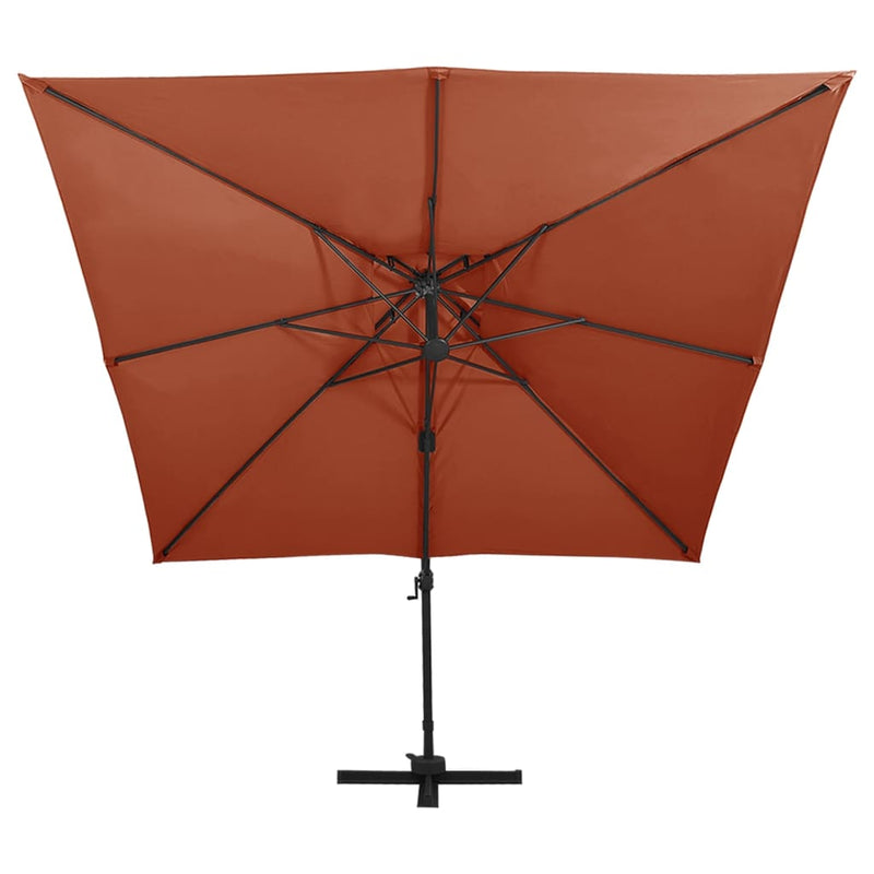 Cargue la imagen en el visor de la galería, Vidaxl zweefparasol met dubbel dak 300x300 cm terracottakleurig
