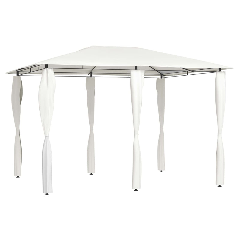 Afbeelding laden in galerijviewer, Vidaxl prieel met paalhoezen 160 g m² 3x4x2,6 m crèmekleurig
