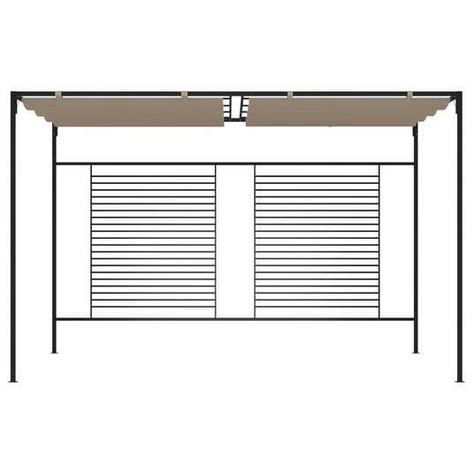 VidaXL Prieel met uittrekbaar dak 180 g m² 3x4x2,3 m taupe